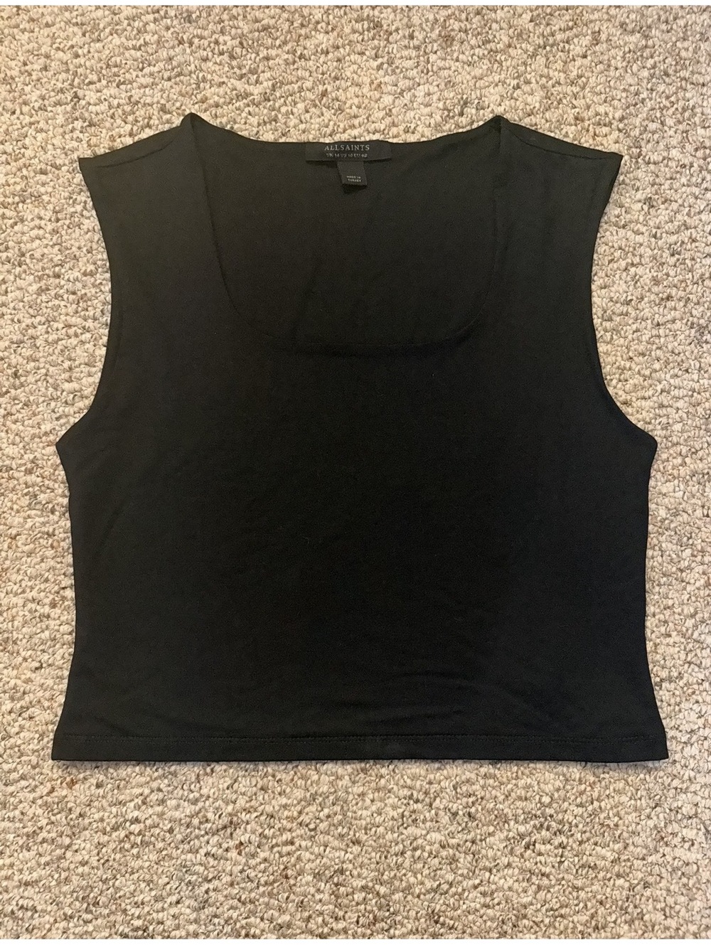 All Saints black square neck line cropped tank top